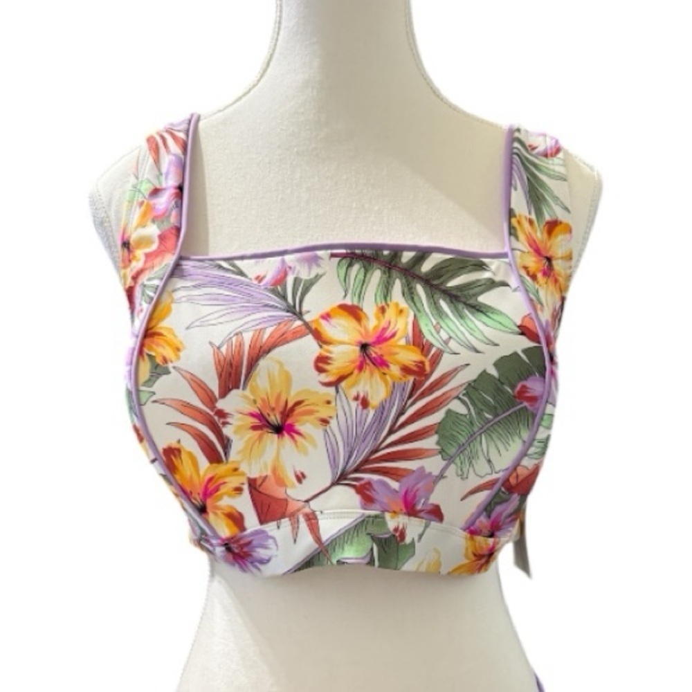 California Sunshine Floral Bikini Top & Salt + Cove Lilac Bottoms XL